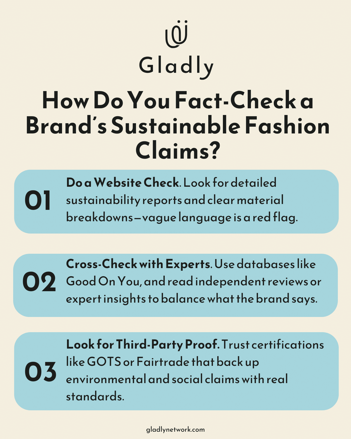 How to fact-check sustainable fashion claims with websites, expert reviews, and third-party certifications.