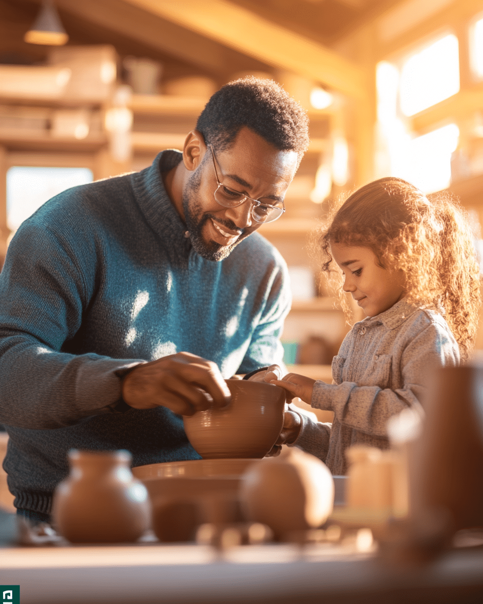 Affordable Tours and Local Activities for Families on a Budget-cv Father and daughter enjoying a pottery workshop together during a family trip, creating hands-on memories through affordable local activities.