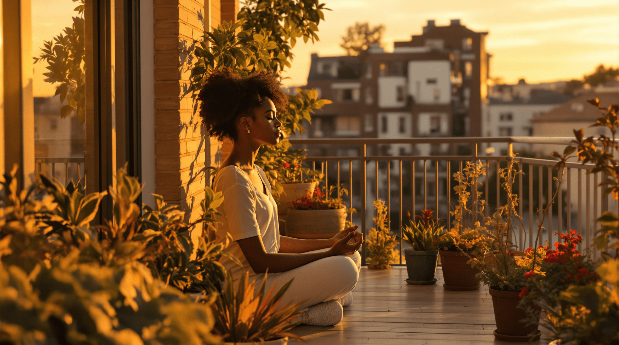 Approved -_ What If Your Morning Routine Listened to You_cv Woman practicing mindful morning routine meditation at sunrise on balcony