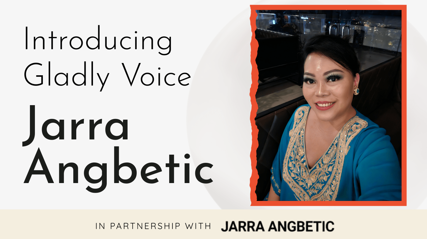 Introducing Gladly Voice_ Jarra Angbetic-cv Jarra Angbetic, gemologist and tech founder, wearing elegant traditional attire