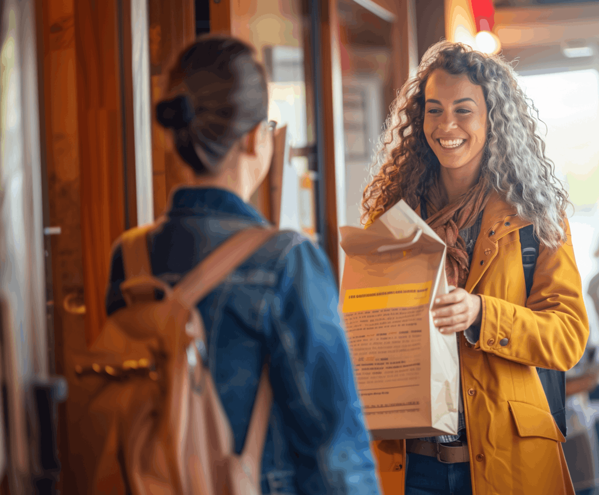 15 Gifts That Give Back (And Actually Feel Good to Give)-cv Woman receiving a package, representing gifts that give back.