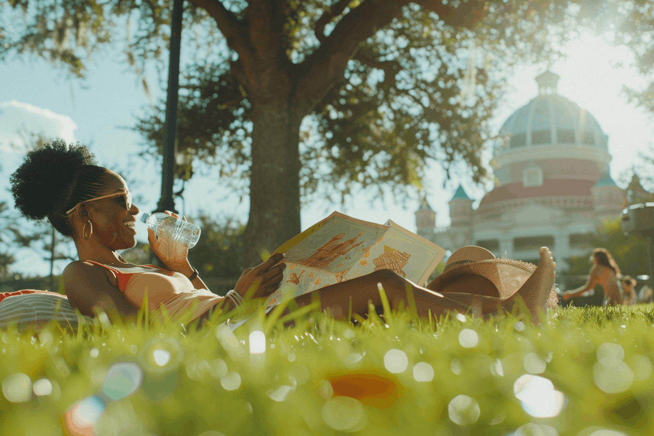 Sustainable-Fashion-Brands-for-Your-Spring-cv Woman relaxing outdoors in spring wearing sustainable fashion brands and enjoying a conscious lifestyle